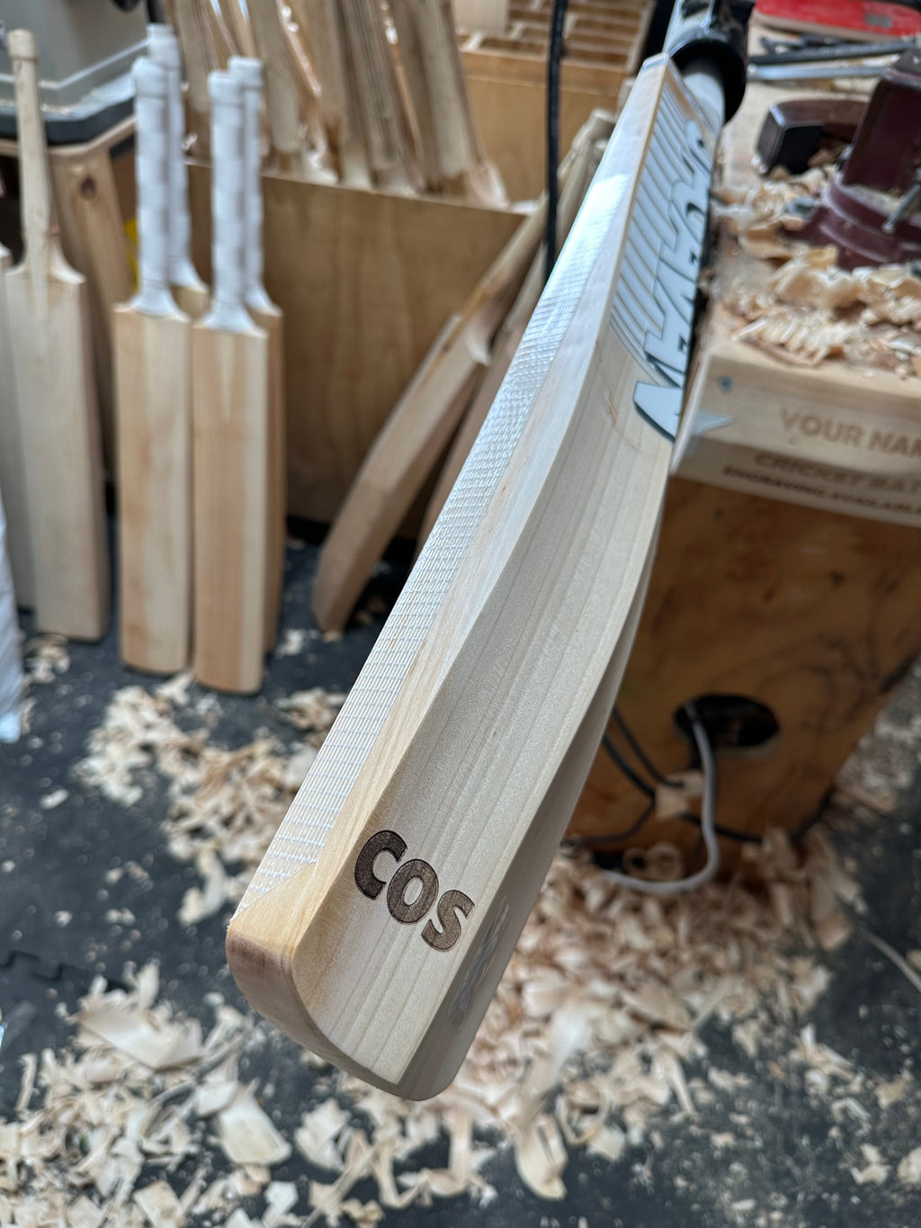 Cricket bat laser engraving