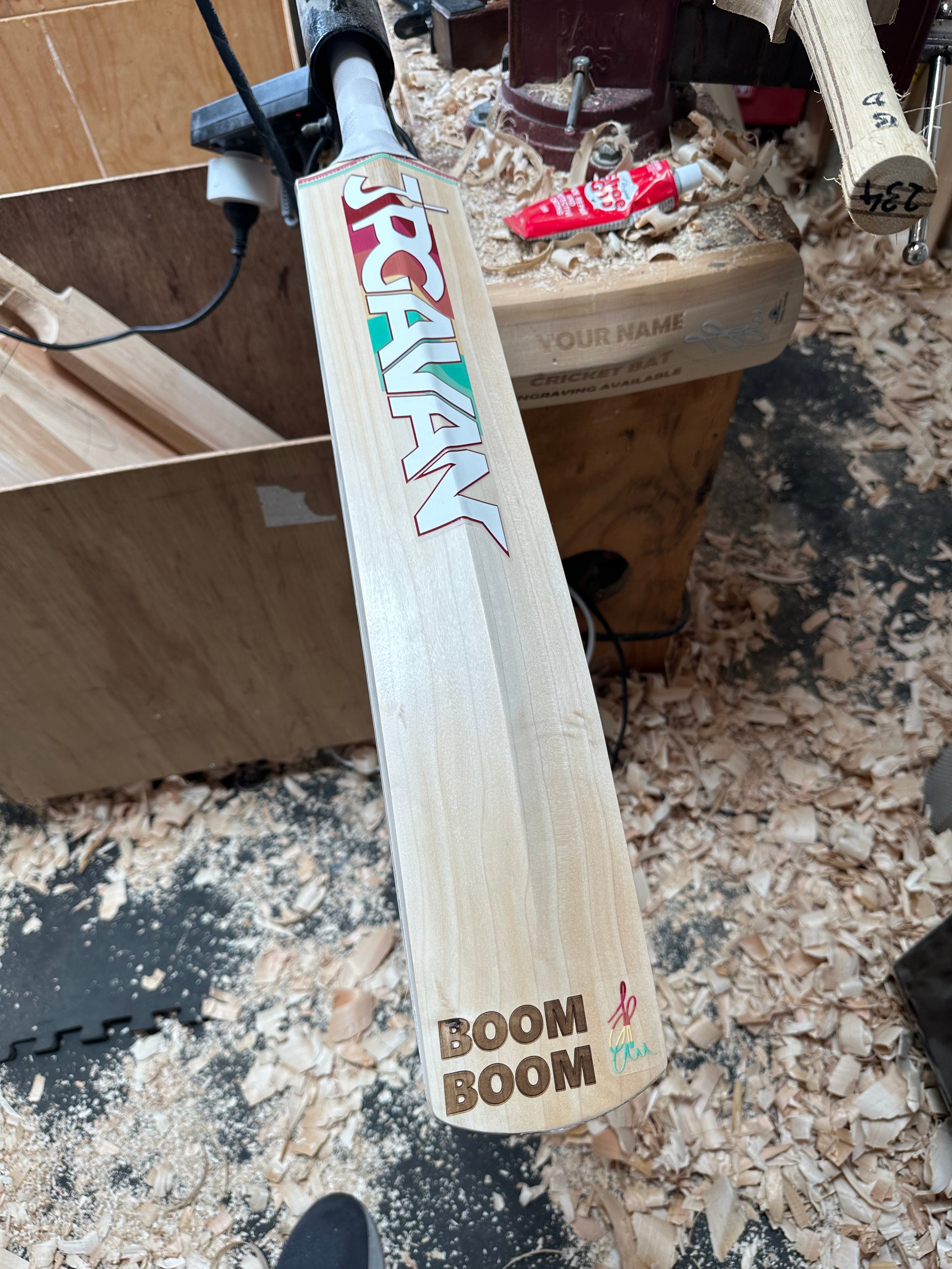 Cricket bat laser engraving