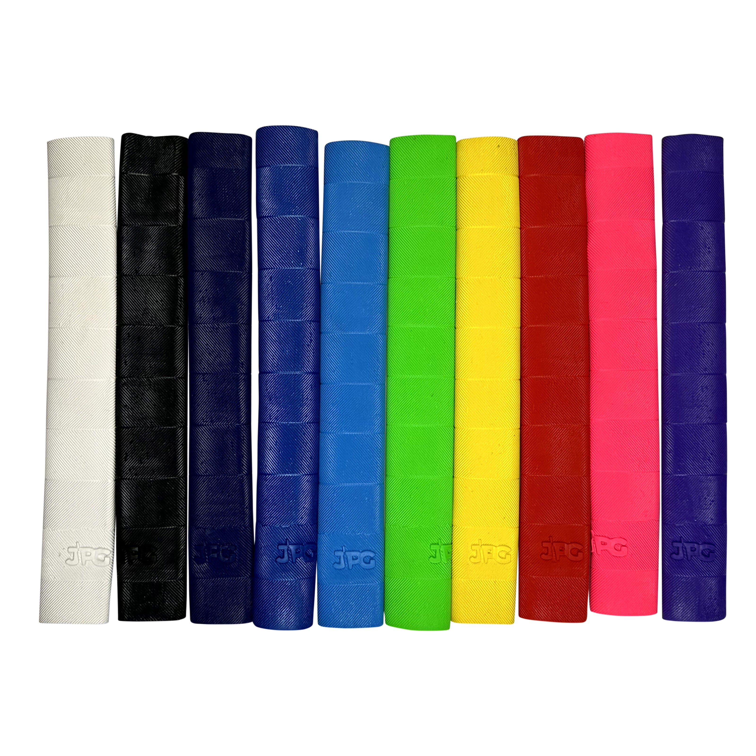 JPGavan cricket bat grips shown in the full colour range. The free gift is a 3-pack; colours vary.