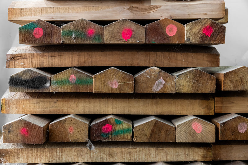 Graded willow clefts stacked at JPG HQ